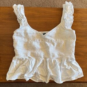 Old Navy White Smocked Ruffle-Strap Peplum Camisole